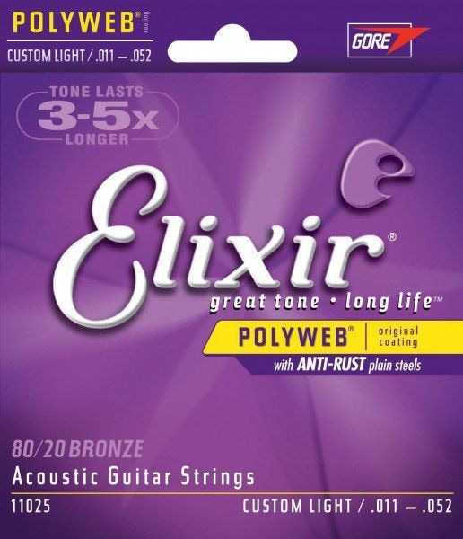 ELIXIR 11025 струны для акустической гитары PolyWeb Custom Light