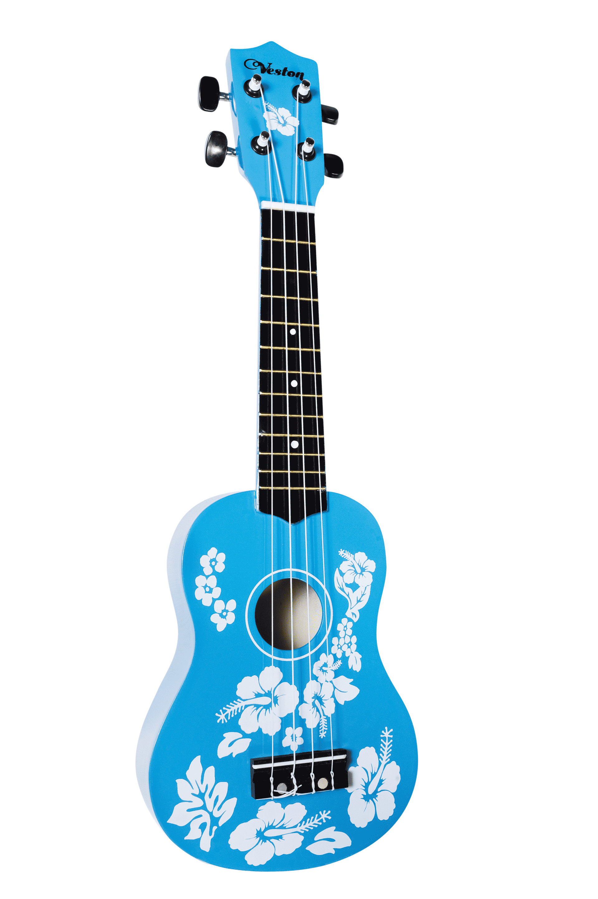 VESTON KUS 5 - укулеле сопрано, голубая с белыми цветами