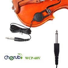 Звукосниматель (пъезодатчик) Cherub WCP-60V для скрипки (прищепка под эф), кабель 3м, джек 6.3мм