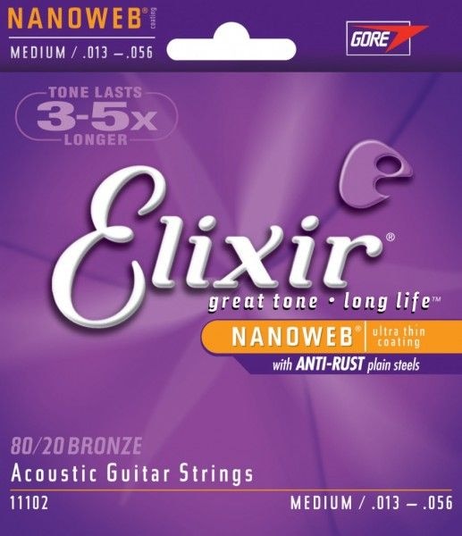 ELIXIR 11102 струны для акустической гитары NanoWeb Medium