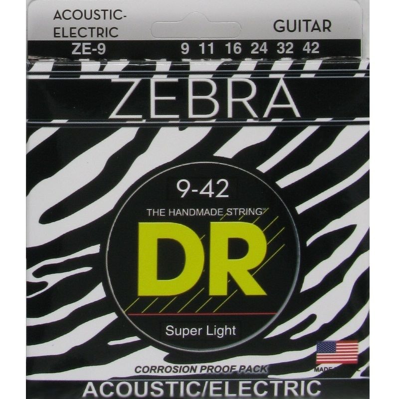 ZEBRA Струны для акустических и электро гитар DR ZE-9 (9-42)