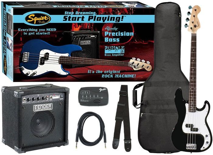 FENDER SQUIER AFFINITY PRECISION BASS&RUMBLE 15 AMP - BLACK набор